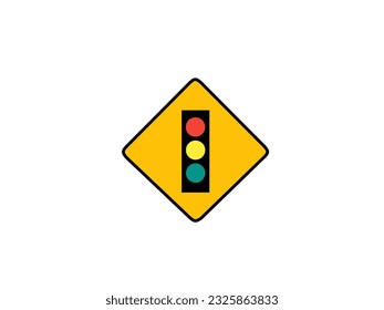 Modern vector illustration of traffic sign about traffic light isolated yellow and black style