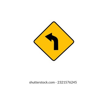 Modern vector illustration of traffic signs about left turn with yellow and black style isolated