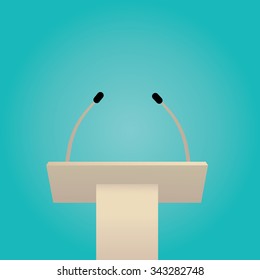 Modern vector illustration of tribune, white podium