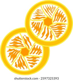 A modern vector illustration of two orange slice in a minimalis and artistic style