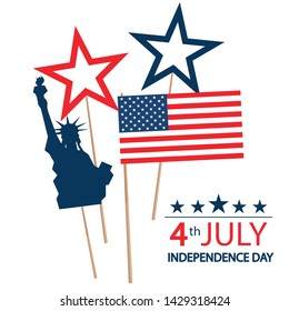 Modern vector illustration of USA Independence Day.
Celebration of Fourth of July in United States of America.
Background for greeting cards, banners, posters
