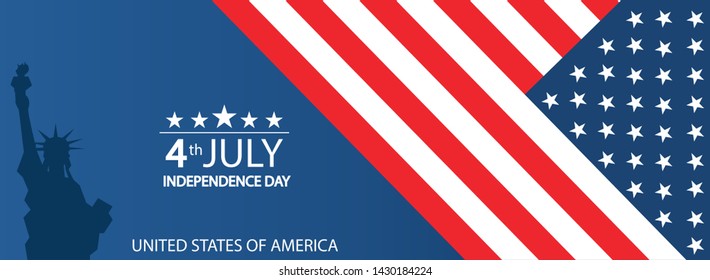 Modern vector illustration of USA Independence Day.
Celebration of Fourth of July in United States of America.
Background for greeting cards, banners, posters