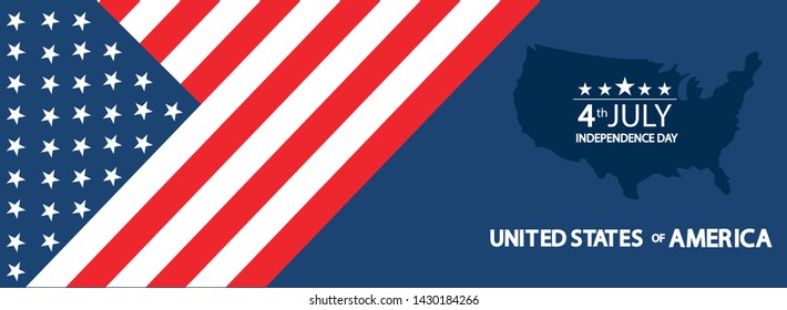 Modern vector illustration of USA Independence Day.
Celebration of Fourth of July in United States of America.
Background for greeting cards, banners, posters