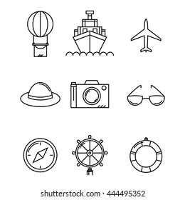 Modern vector illustration of vacation vector icons set in thin line