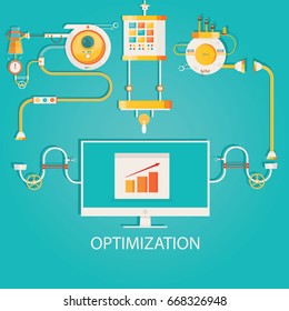 Modern vector illustration of web analytics design , SEO optimization.  Banner concept
