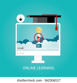 Modern vector illustration of webinar and online learning. Online business and education