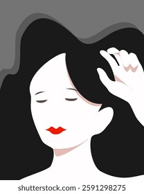Modern Vector Illustration of  a Woman with Close Eyes 