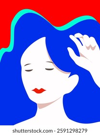 Modern Vector Illustration of  a Woman with Close Eyes 