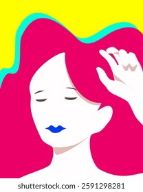 Modern Vector Illustration of  a Woman with Close Eyes 