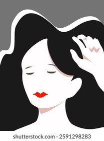 Modern Vector Illustration of  a Woman with Close Eyes 