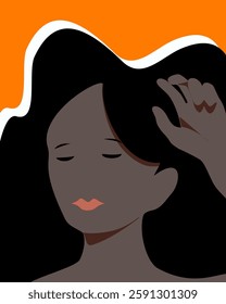 Modern Vector Illustration of  a Woman with Close Eyes 