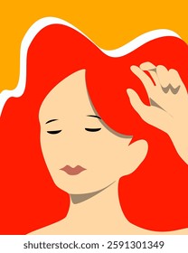 Modern Vector Illustration of  a Woman with Close Eyes 