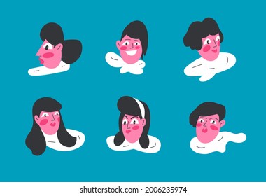 modern vector illustration of womens hairstyles, icons