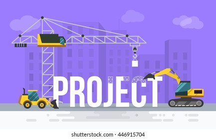 Modern vector illustration word concept for project.Business concept web banner.