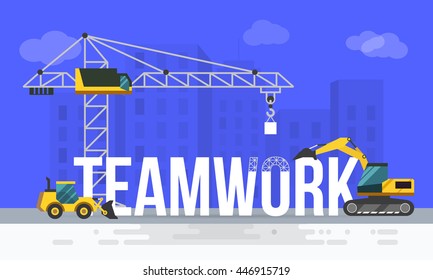 Modern vector illustration word concept for teamwork.Business concept web banner.