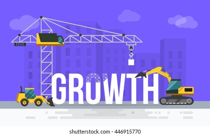 Modern vector illustration word concept for growth.Business concept web banner.