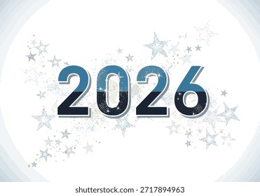 Ilustración vectorial moderna del año 2026 con temática invernal y nevada. El diseño presenta efectos de luz suave, Elementos de copo de nieve y un fondo minimalista limpio. Ideal para celebraciones del Año Nuevo, promociones de vacaciones, Anuncios de temporada, tarjetas de felicitación, carteles, gráficos de redes sociales, calendarios y materiales de marketing digital. El elegante ambiente invernal transmite frescura, celebración y un nuevo comienzo para el año 2026.

