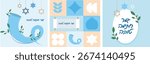 Modern vector illustration for Yom Kippur holiday featuring shofar, Star of David, pomegranate, Torah scroll and Hebrew greeting. Traditional Jewish symbols for cards, poster and backgrounds
