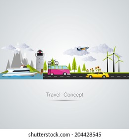 Modern vector illustrationconcept of traveling, planning a summer vacation. Flat desing style. Vector 