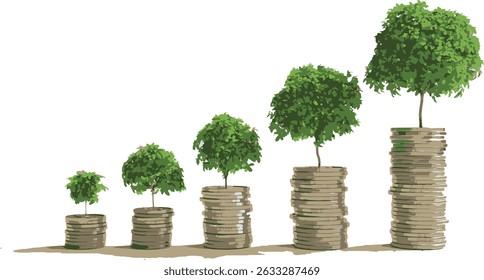 Moderne Vektorgrafiken mit Münzen, Geldscheinen und Umtauschsymbolen. Perfekt für digitale Finanzdienstleistungen, E-Brieftaschen und bankbezogene Bildmaterial.