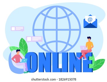 Modern vector illustrations, online news, social networks, social media, virtual communication, information search, corporate news and the digital world.