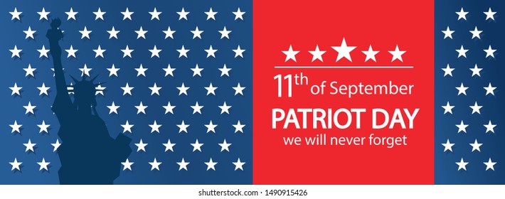 Modern vector illustrator of Patriot day USA Never forget 9 september. 9/11.