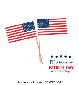 Modern vector illustrator of Patriot day USA Never forget 9 september. 9/11.