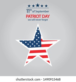 Modern vector illustrator of Patriot day USA Never forget 9 september. 9/11.