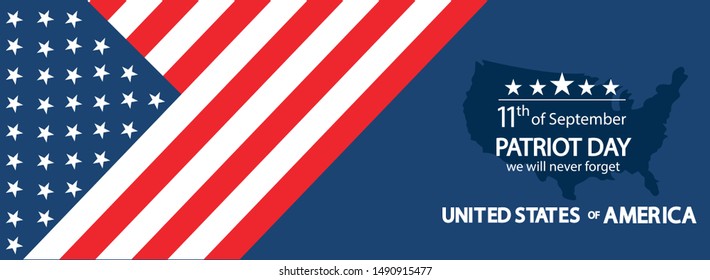 Modern vector illustrator of Patriot day USA Never forget 9 september. 9/11.