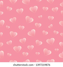 Modern vector illystration of pink hearts seamless pattern