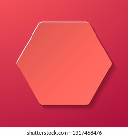 Modern vector image with paper hexagon in coral color.