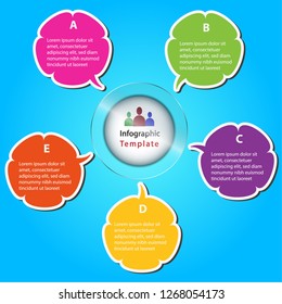 Modern vector info graphic with flower shaped elements. Blue background. Business info graphic template.