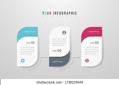 Modern vector infographic with 3 steps or processes elements. Business concept timeline