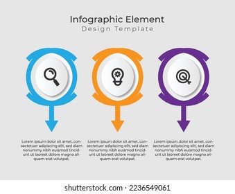 Modern vector infographic with 3 steps or processes elements. Business concept timeline