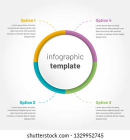 Modern vector infographic with 4 options. Circle template with options for brochure, diagram, timeline, web design.
