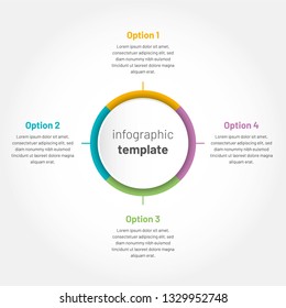 Modern vector infographic with 4 options. Circle template with options for brochure, diagram, timeline, web design.
