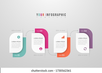 Modern vector infographic with 4 steps or processes elements. Business concept timeline