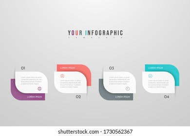 Modern vector infographic with 4 steps or processes elements. Business concept timeline