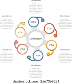 Modern Vector infographic circle. Cycle diagram with 6 steps. Simple and accessible infographic design for report, business analytics, data visualization, social media and presentation. Easy editable.