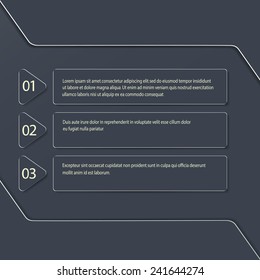 Modern vector infographic in dark background . Can be used for web design ,  workflow .