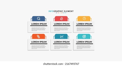Modern vector Infographic design business template with icons and 6 options or steps. Can be used for process diagram, presentations, workflow layout, banner, flow chart, info graph. Eps10