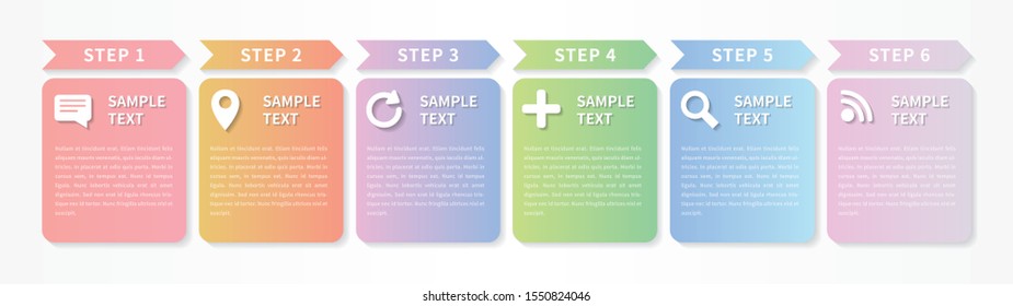 Modern vector infographic design. Template for process diagram, presentations, workflow layout, banner, flow chart,annual report, info graph. colorful gradient labels and icons.