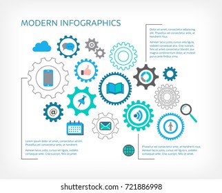 Modern vector infographic design template gear wheels concept