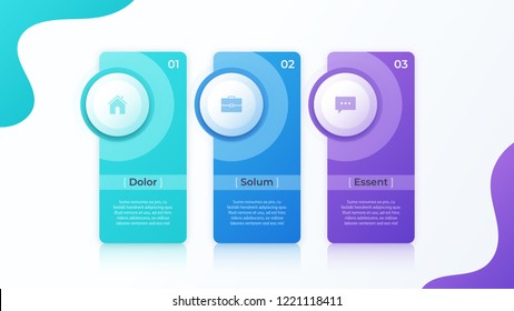 Modern vector infographic design with three options. Template for web, presentations, reports, visualizations. Global swatches.