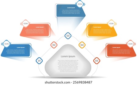 Modern Vector infographic label design with circle infographic template design and 4-5options or steps. Can be used for process diagram, presentations, workflow layout, banner, flow chart, info graph.