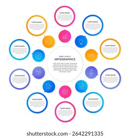 Modern Vector infographic label design with circle infographic template design and 10 options or steps. Can be used for process diagram, presentations, workflow layout, banner, flow chart, info graph.