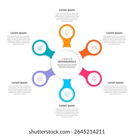 Modern Vector infographic label design with circle infographic template design and 6 options or steps. Can be used for process diagram, presentations, workflow layout, banner, flow chart, info graph.