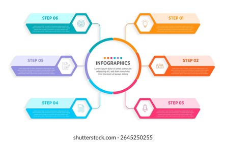 Modern Vector infographic label design with circle infographic template design and 6 options or steps. Can be used for process diagram, presentations, workflow layout, banner, flow chart, info graph.