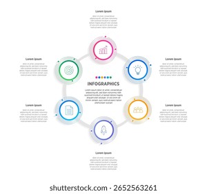 Diseño moderno de la Plantilla de la infografía del Vector con diseño de la infografía del círculo y 6 opciones o pasos. Se puede utilizar para el diagrama de proceso, presentaciones, diseño de flujo de trabajo, Anuncio, diagrama de flujo, gráfico de información.
