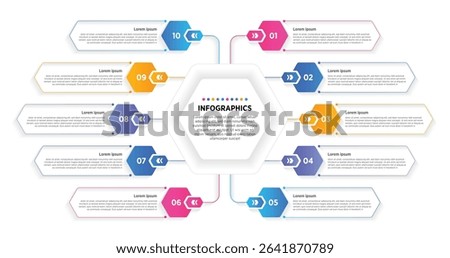 Modern Vector infographic label design with circle infographic template design and 10 options or steps. Can be used for process diagram, presentations, workflow layout, banner, flow chart, info graph.